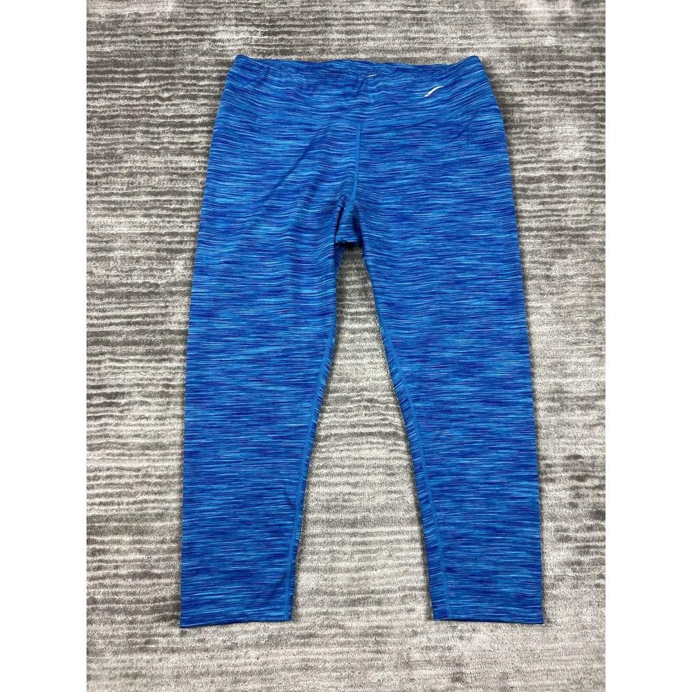 LA Gear Leggings Womens XL Blue Space Dye Capri Cropped LG0156 Activewear